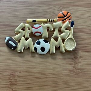 Gold Sports Mom Brooch/Pin! Fun Find!